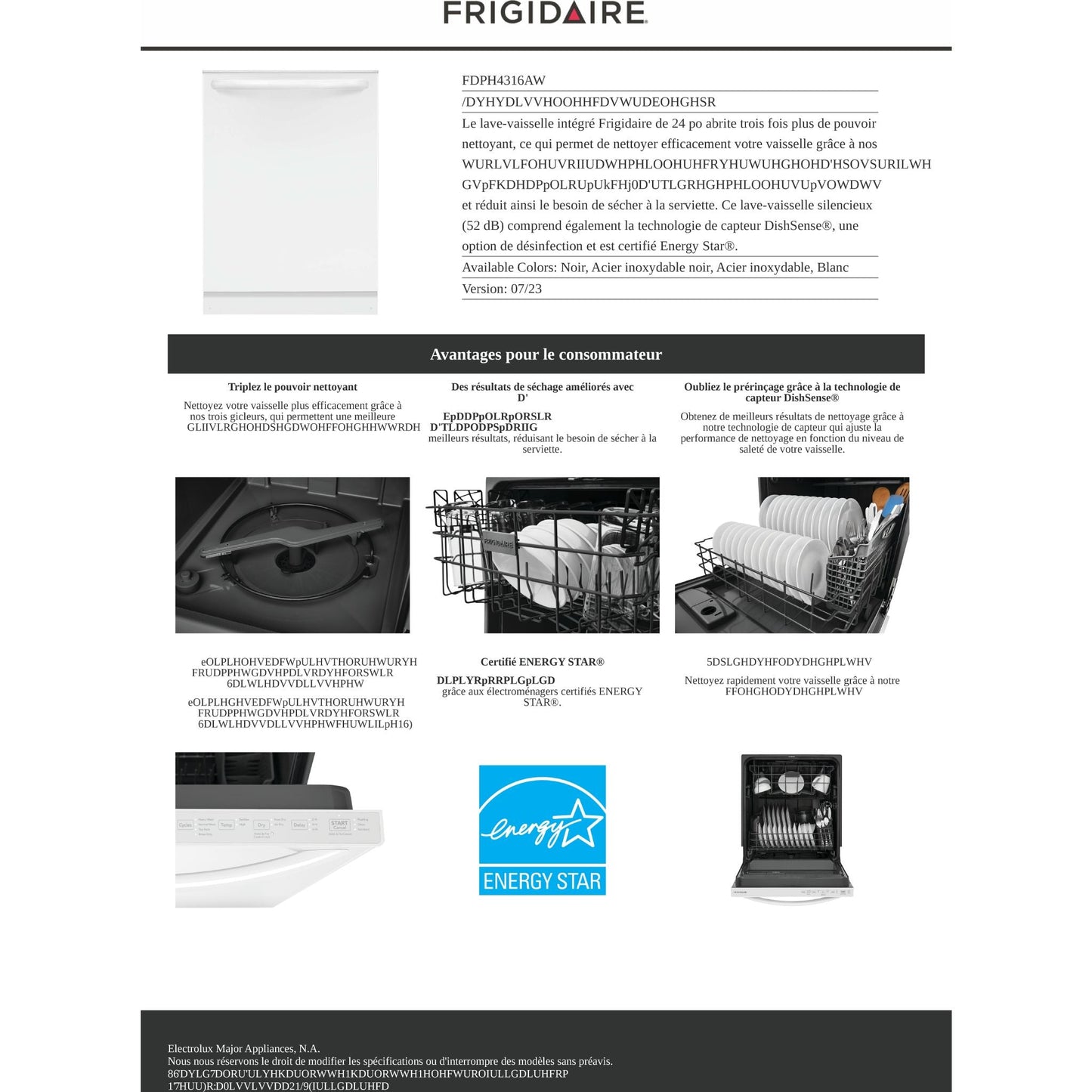 Lave-vaisselle Frigidaire (FDPH4316AW) - Blanc