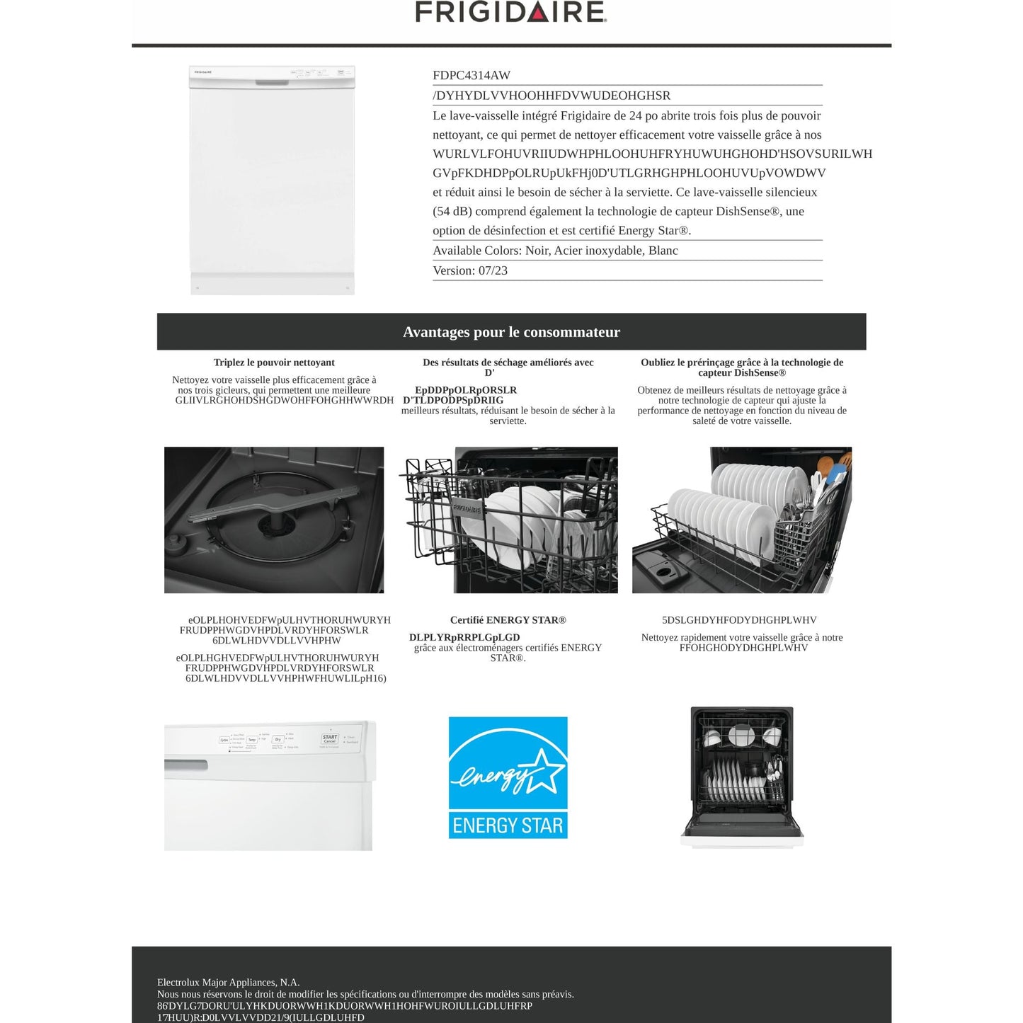 Lave-vaisselle Frigidaire (FDPC4314AW) - Blanc