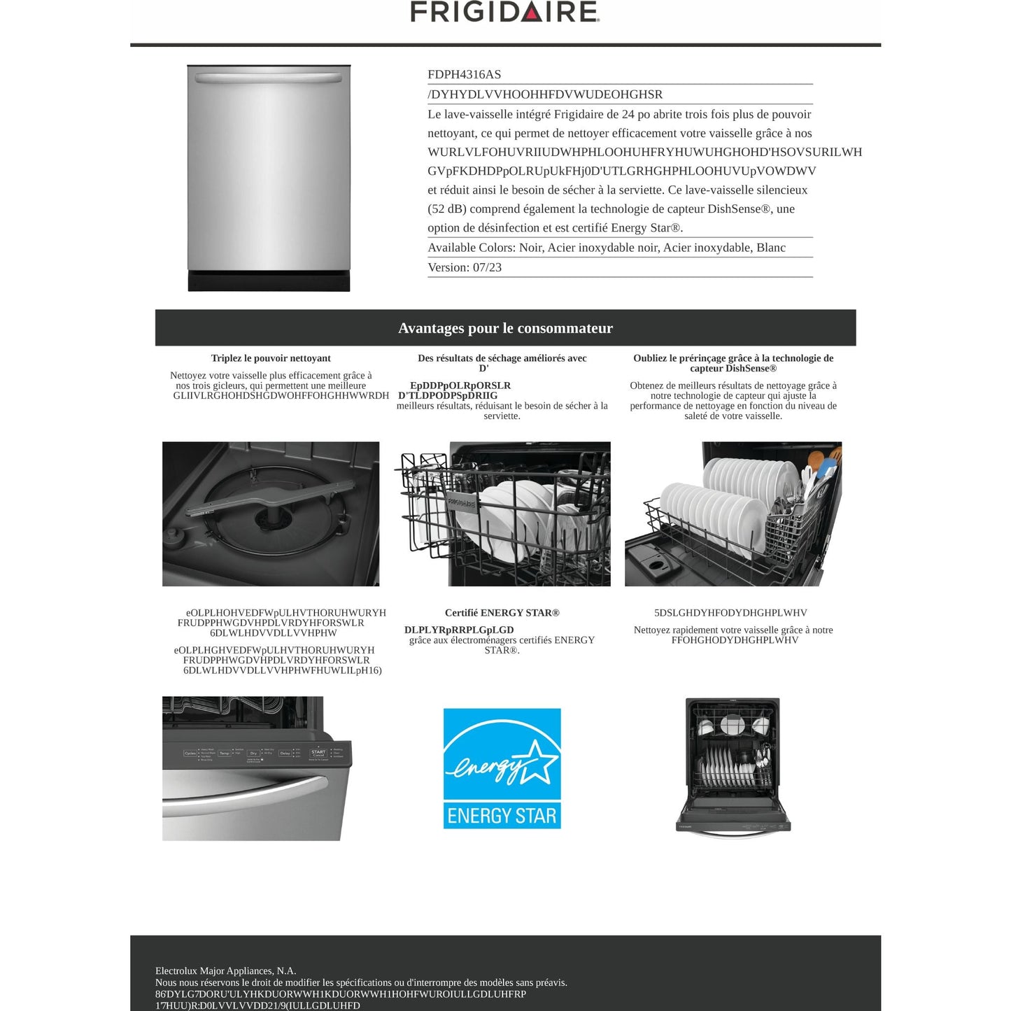 Lave-vaisselle Frigidaire (FDPH4316AS) - Acier inoxydable