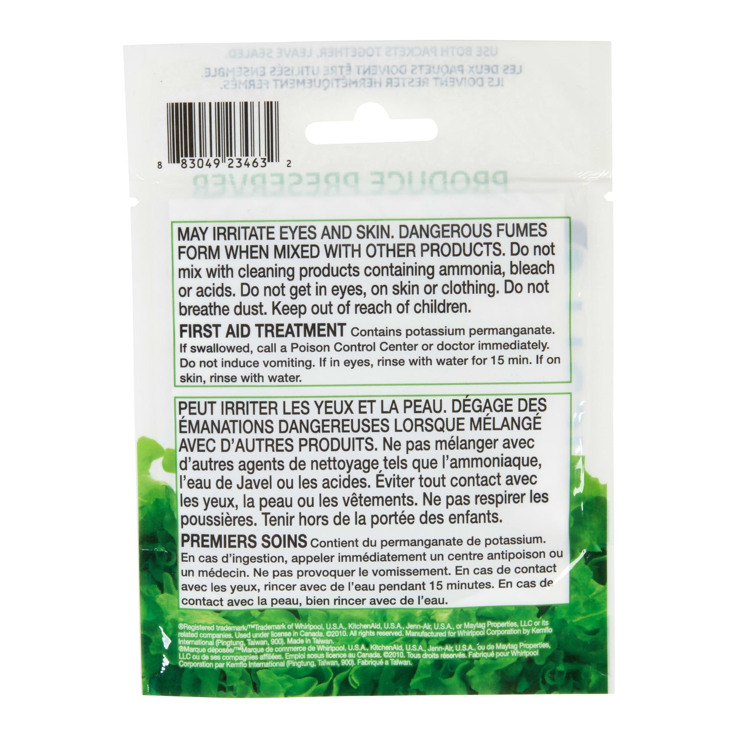 Kit de recharge pour conservateur de fruits et légumes Whirlpool (W10346771A)