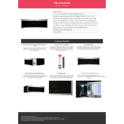 Micro-ondes Frigidaire Gallery OTR (GMOS1266AF) - Acier inoxydable anti-traces