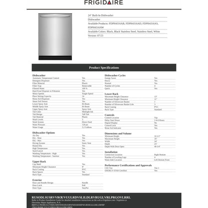 Lave-vaisselle Frigidaire (FDPH4316AS) - Acier inoxydable