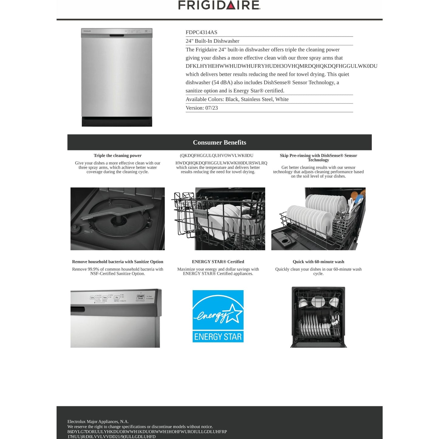 Lave-vaisselle Frigidaire (FDPC4314AS) - Acier inoxydable