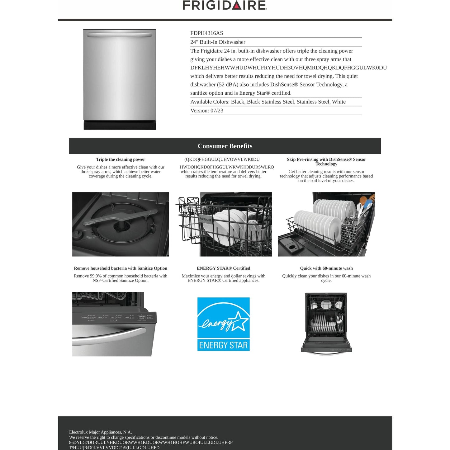 Lave-vaisselle Frigidaire (FDPH4316AS) - Acier inoxydable