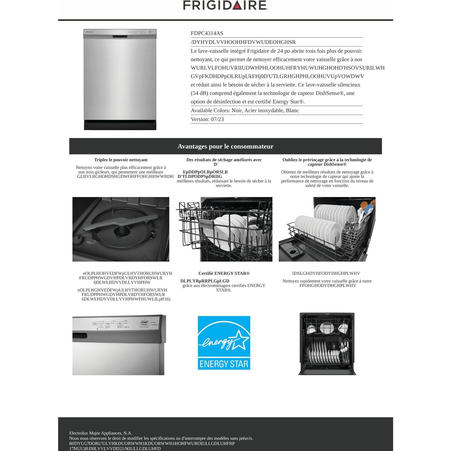 Lave-vaisselle Frigidaire (FDPC4314AS) - Acier inoxydable