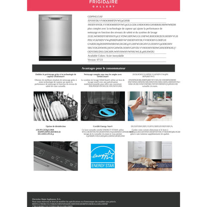 Lave-vaisselle Frigidaire Gallery, cuve en plastique (GDPP4515AF) - Acier inoxydable