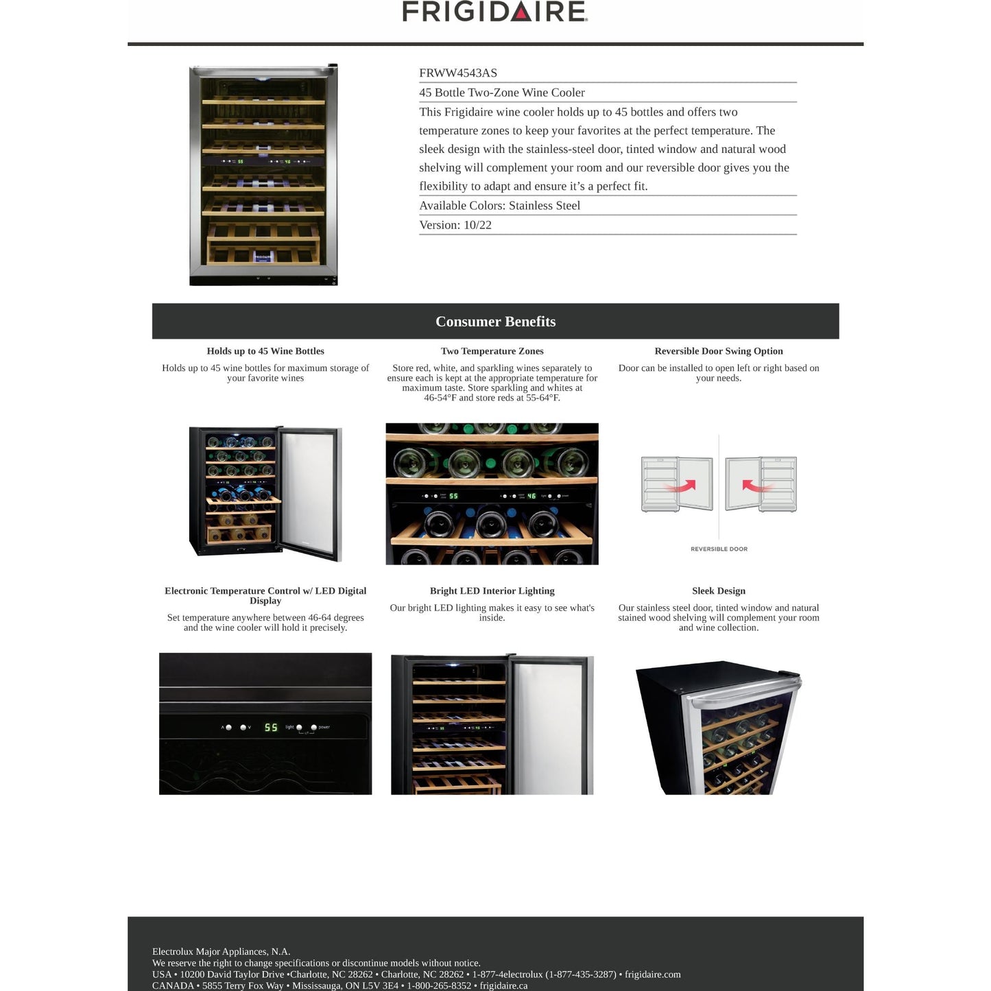 Cave à vin Frigidaire (FRWW4543AS) - Acier inoxydable