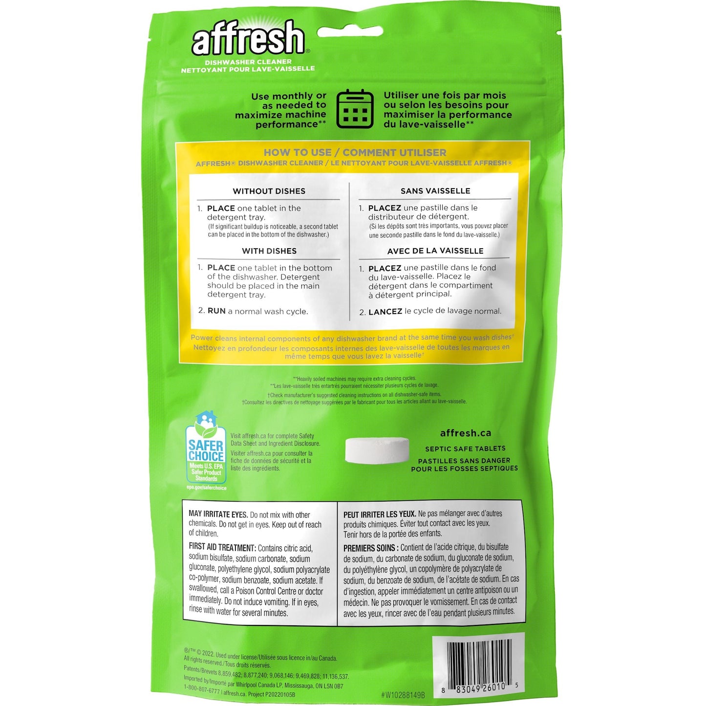 Nettoyant pour lave-vaisselle Whirlpool Affresh (W10288149B)