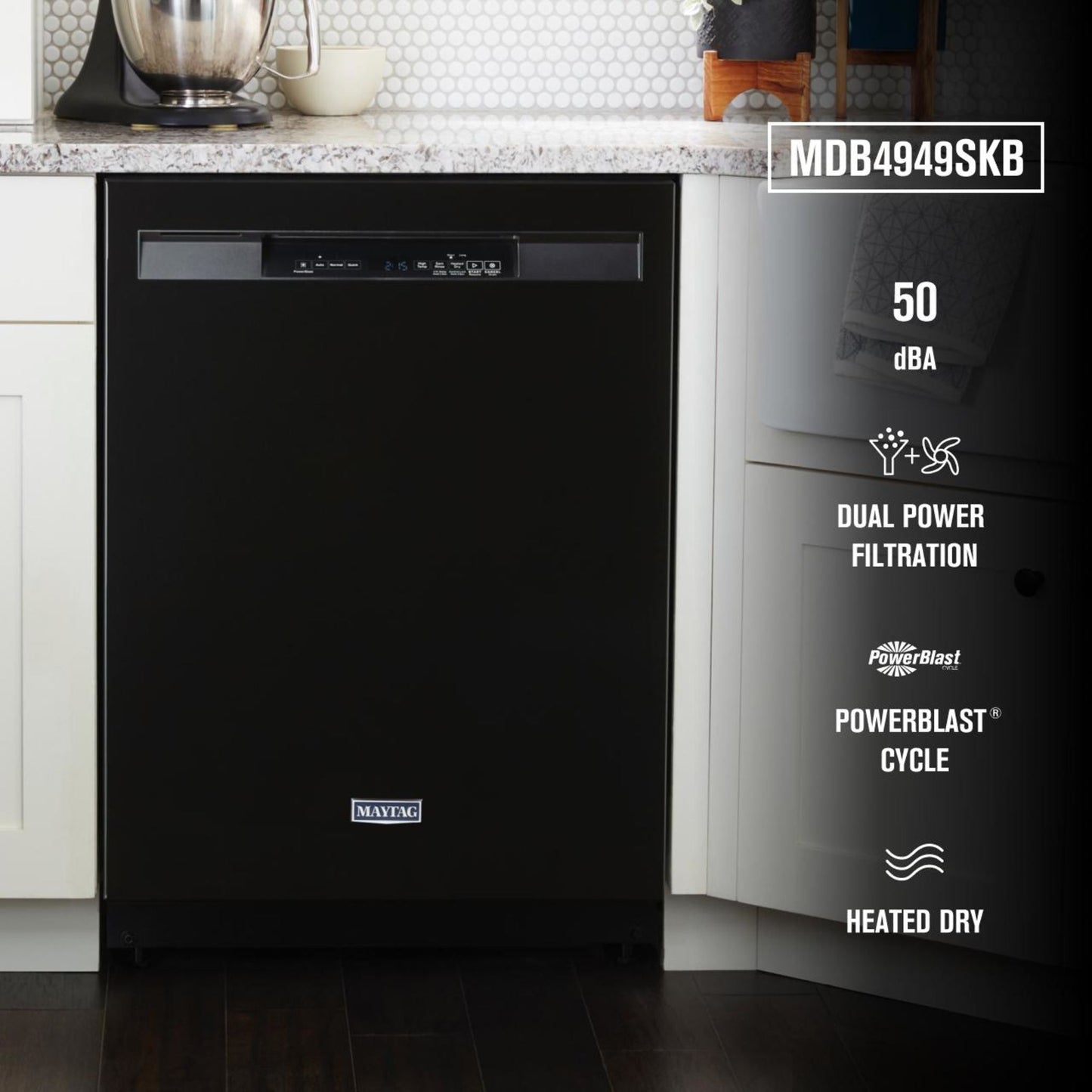 Lave-vaisselle Maytag, cuve en acier inoxydable (MDB4949SKB) - Noir