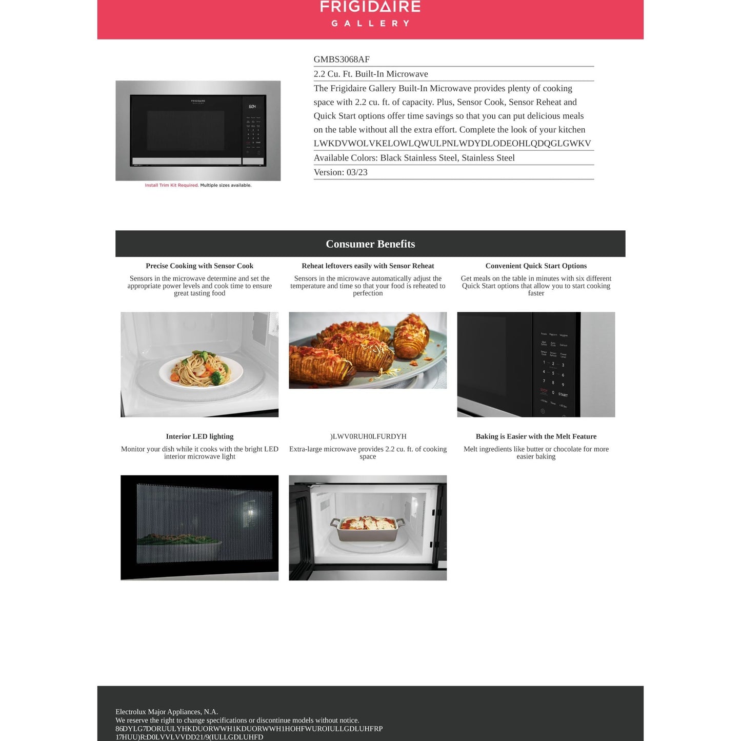 Kit de finition pour micro-ondes Frigidaire Gallery BI 30 (GMTK3068AF)